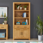 Soho Oak Large Tall Bookcase with 2 Door Cupboard and Drawer