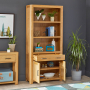 Soho Oak Large Tall Bookcase with 2 Door Cupboard and Drawer