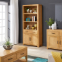 Soho Oak Large Tall Bookcase with 2 Door Cupboard and Drawer