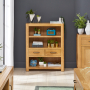 Soho Oak Curved Small Compact Low Bookcase with 2 Drawers