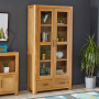 Soho Oak Glazed 2 Door 2 Drawer Tall Display Cabinet Unit