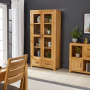 Soho Oak Glazed 2 Door 2 Drawer Tall Display Cabinet Unit