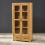 Soho Oak Glazed 2 Door 2 Drawer Tall Display Cabinet Unit