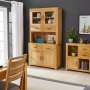 Soho Oak Small Glazed 2 Door 2 Drawer Dresser