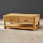 Soho Oak  Curved Coffee Table with 2 Drawers