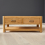 Soho Oak  Curved Coffee Table with 2 Drawers