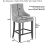 Luxury Grey Fabric Scoop Back Counter Bar Stool with Oak Legs