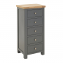 Marbury Slate Grey Painted 5 Drawer Tallboy Narrow Chest