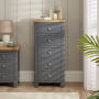 Marbury Slate Grey Painted 5 Drawer Tallboy Narrow Chest