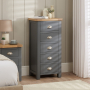 Marbury Slate Grey Painted 5 Drawer Tallboy Narrow Chest