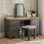 Marbury Slate Grey Painted Dressing Table Stool with Natural Fabric Seat