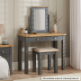 Marbury Slate Grey Painted Dressing Table Stool with Natural Fabric Seat