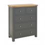 Marbury Slate Grey Painted 2 over 3 Drawer Chest