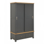 Marbury Slate Grey Painted Double Wardrobe with 2 Sliding Doors & 2 Drawers