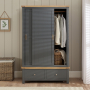 Marbury Slate Grey Painted Double Wardrobe with 2 Sliding Doors & 2 Drawers