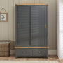 Marbury Slate Grey Painted Double Wardrobe with 2 Sliding Doors & 2 Drawers