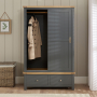 Marbury Slate Grey Painted Double Wardrobe with 2 Sliding Doors & 2 Drawers