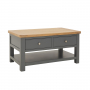 Marbury Slate Grey Painted 2 Drawer Coffee Table with Shelf