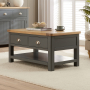 Marbury Slate Grey Painted 2 Drawer Coffee Table with Shelf