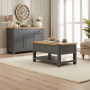 Marbury Slate Grey Painted 2 Drawer Coffee Table with Shelf