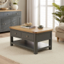 Marbury Slate Grey Painted 2 Drawer Coffee Table with Shelf