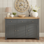 Marbury Slate Grey Painted Large 3 Drawer 3 Door Sideboard