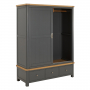 Marbury Slate Grey Painted Large Double Wardrobe with 2 Sliding Doors & 3 Drawers