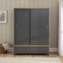 Marbury Slate Grey Painted Large Double Wardrobe with 2 Sliding Doors & 3 Drawers