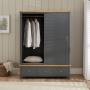 Marbury Slate Grey Painted Large Double Wardrobe with 2 Sliding Doors & 3 Drawers