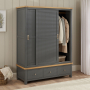 Marbury Slate Grey Painted Large Double Wardrobe with 2 Sliding Doors & 3 Drawers