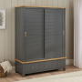 Marbury Slate Grey Painted Large Double Wardrobe with 2 Sliding Doors & 3 Drawers