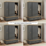 Marbury Slate Grey Painted Large Double Wardrobe with 2 Sliding Doors & 3 Drawers