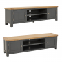 Marbury Slate Grey Painted Extra Large Widescreen TV Unit Stand – Up to 80” TV Size