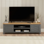 Marbury Slate Grey Painted Extra Large Widescreen TV Unit Stand – Up to 80” TV Size