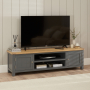 Marbury Slate Grey Painted Extra Large Widescreen TV Unit Stand – Up to 80” TV Size