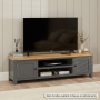 Marbury Slate Grey Painted Extra Large Widescreen TV Unit Stand – Up to 80” TV Size