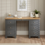 Marbury Slate Grey Painted Large Twin Pedestal Desk