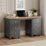 Marbury Slate Grey Painted Large Twin Pedestal Desk