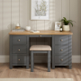 Marbury Slate Grey Painted Twin Pedestal Dressing Table Set with Stool