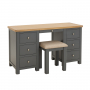 Marbury Slate Grey Painted Twin Pedestal Dressing Table Set with Stool