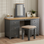 Marbury Slate Grey Painted Twin Pedestal Dressing Table Set with Stool & Mirror