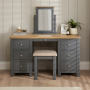 Marbury Slate Grey Painted Twin Pedestal Dressing Table Set with Stool & Mirror