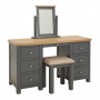 Marbury Slate Grey Painted Twin Pedestal Dressing Table Set with Stool & Mirror