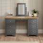 Marbury Slate Grey Painted Twin Pedestal Dressing Table Set with Mirror