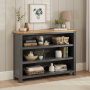 Marbury Slate Grey Painted Wide Low Large Bookcase