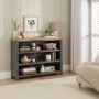 Marbury Slate Grey Painted Wide Low Large Bookcase