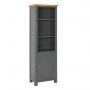 Marbury Slate Grey Painted Tall Narrow Bookcase with 1 Door Cupboard