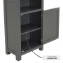 Marbury Slate Grey Painted Tall Narrow Bookcase with 1 Door Cupboard