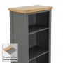 Marbury Slate Grey Painted Tall Narrow Bookcase with 1 Door Cupboard