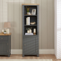 Marbury Slate Grey Painted Tall Narrow Bookcase with 1 Door Cupboard